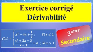 Dérivabilité à droite et à gauche Exercice corrigé  3ème secondaire [upl. by Anniram]