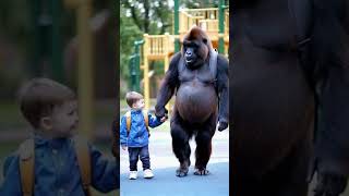 Where are they going funnyanimal funny shots pets gorilla cute [upl. by Fritz]