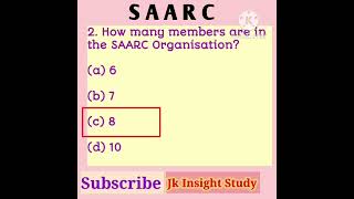 SAARC Last Minute Revision MCQs Top 5 JK SSB EXAMS shortsviral Insight Study [upl. by Joey645]