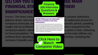 Types of Financial Statement  Finance Interview Questions and Answers [upl. by Darn928]