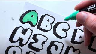 How to draw Bubble Letters GRAFFITI ABC [upl. by Silvain636]