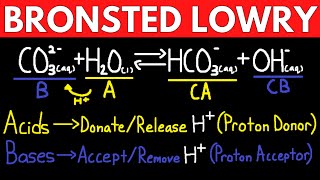 Acids and Bases Bronsted Lowry Conjugate Acid Base Pairs and Predicting Bronsted Lowry Reactions [upl. by Einnos770]