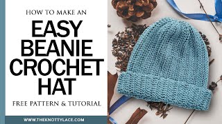 Easy Beanie Crochet Hat for Beginners Free Written Pattern in the link [upl. by Euqinue]