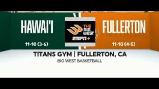 Hawaii Basketball UH Manoa vs Cal State Fullerton 2124 [upl. by Jansson]