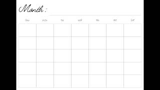 Free Printable Blank Monthly Calendar Minimalist Template Digital Calendar A4A5Letter SunMon [upl. by Primrose]