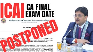 ICAI CA FINAL NOV 2024 EXAM POSTPONED [upl. by Harty984]