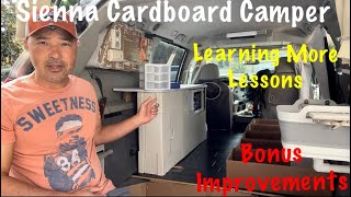 More Lessons Learned From Cardboard Camper Plus Bonus Improvements Sienna Cardboard Camper EP7 [upl. by Chuu]