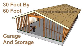 How To Frame And Build 30 x 60 Foot Garage Workshop And Storage  Construction Education Examples [upl. by Aicatsana]