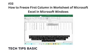 32  How to Freeze First Column in Worksheet of Microsoft Excel in Microsoft Windows tips excel [upl. by Novej]