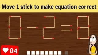 Matchstick PuzzleMove 1 stick to make equation correct matchstickpuzzle matchstickriddles [upl. by Fatsug]