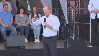 Polish Prime Minister Donald Tusk appeals for voters to turn out for EU elections [upl. by Sitoiyanap699]