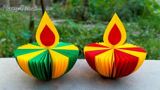 Diya making with paper  Diya decoration  Diwali decoration ideas [upl. by Bonaparte412]