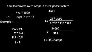 How to convert kw to amps in 3 phase system [upl. by Jerz]