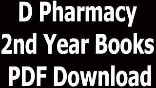 D Pharmacy 2nd Year Books PDF Download [upl. by Carrelli140]