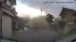 Dashcam video of strong Japan earthquake in January tsunami [upl. by Rehpotsirahc487]