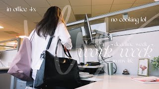 WORK WEEK VLOG deadline week in corporate in office every day  4 easy office outfits no cooking [upl. by Kier]