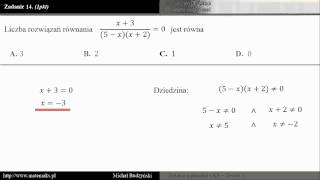 Zadanie 14  matura z matematyki równanie wymierne zestaw 1 [upl. by Hunt332]