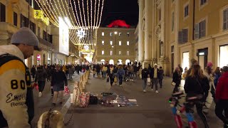 Walking in the Centre of Rome Via del Corso Christmas 2023 [upl. by Arytahs]