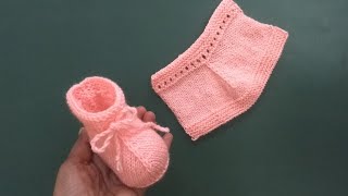 Easy Knitting Woolen Baby Shoes  Booties  socks  slippers [upl. by Nonohcle315]