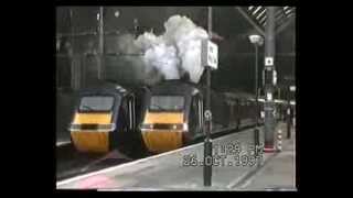 GNER 125 HST PAXMAN VALENTA DEPARTING LONDON KINGS CROSS THRASH CLAG [upl. by Arabela]