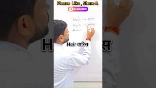 जानें Hair Heir  and Hare में अंतर vocabulary vocabularywords itsnkenglish [upl. by Karylin]