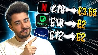 Come Avere Qualsiasi Abbonamento Come Netflix Spotify Disney Canva NordVPN Quasi GRATIS [upl. by Dnomad]