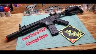 Lancer Tactical lt15 M4 SD gen 2 Airsoft Review unboxing and shooting [upl. by Hairej77]