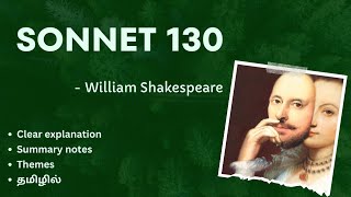 SONNET 130 by William Shakespeare தமிழ் summary SHAKESPEARE STUDIES ✨ I MA ENG 2 SEM [upl. by Neenaej]