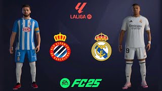 FC25 Espanyol vs Real Madrid ea sports laliga Mbappe Valverde Arda Güler [upl. by Desirea]