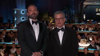 Ben Affleck amp Matt Damon Present Best Director – Motion Picture I 81st Annual Golden Globes [upl. by Leggat]