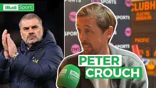 Peter Crouch HAILS Ange Postecoglou and reacts to potential Spurs title charge  INTERVIEW [upl. by Amrak]