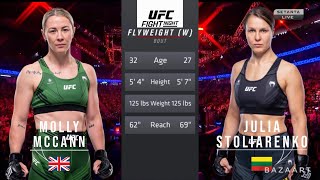 MOLLY MCCANN VS JULIA STOLIARENKO FULL FIGHT UFC FIGHT NIGHT 224 [upl. by Prue]