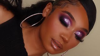 Purple Chunky Glitter Makeup Look  MakeupTiffanyJ [upl. by Pevzner]