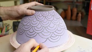 Sgraffito Salad Bowl Decoration [upl. by Priscella]