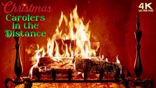 🎄 Carolers in the Distance Christmas Fireplace🔥Traditional Christmas Carols Wind amp Church Bells [upl. by Uta]