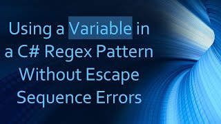 Using a Variable in a C Regex Pattern Without Escape Sequence Errors [upl. by Nyltiac]