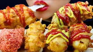 ASMR Korean Cheese Corn Dogs  Crunchy Eating Sounds  Mukbang [upl. by Kloster]