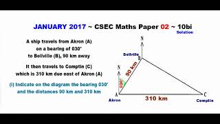 Paper2CSECMATHS278  Bearings Diagram the Given Data  January 2017 Number 10bi [upl. by Anilad]