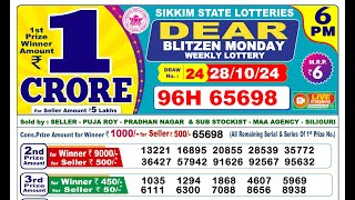 🔴LIVE Sikkim Lottery Result Today 6PM 28102024 Dear Blitzen Monday [upl. by Essined]