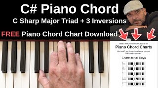 C Piano Chord  C Sharp Major  Inversions Tutorial  FREE Chord Chart [upl. by Aihsatal]