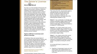 Kentucky Driver Manual Rev Aug 2023 v0 Audio Video Book  HD Bookmarked Chapters [upl. by Romelda]