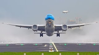 115 WET TAKEOFFS and LANDINGS  Schiphol Airport Planespotting  90 mins of Pure Aviation [upl. by Enwad]