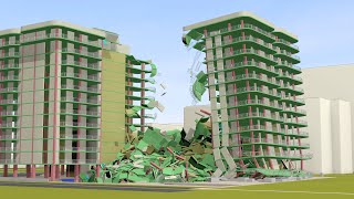 Condo Collapse Simulation  Champlain Towers South Surfside Florida Miami 8K [upl. by Floridia]