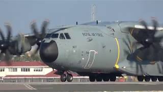 RAF A400M ZM407 Departing Gibraltar Airport LXGB 281218 [upl. by Kanal]