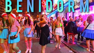 Benidorm Night Life  Dancing Girls  Summer 2022  Costa Blanca Spain  Walking 4K [upl. by Alahs535]