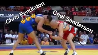 Cael Sanderson freestyle wrestling vs Chris Pendelton [upl. by Fontes]