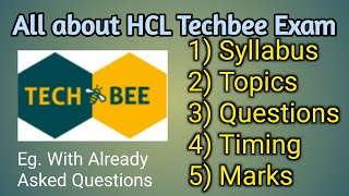 HCL Techbee Exam Questions Paper ।। Exam Pattern ।। Subjects ।। Topics ।। Time ।। Marks ।। [upl. by Llednik]