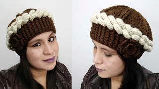 Como tejer la Boina N° 7 a crochet para niñas y mujer en punto Olas y Elástico paso a paso [upl. by Euqininod]