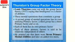 Thurstons Group Factor Theory of Intelligence  GroupFactorTheory [upl. by Annatsirhc]