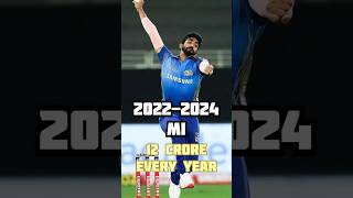 Jaspreet Bumrah Total IPL Salary 20132024 jaspreetbumrah iplauction iplsalary ipl2025 [upl. by Arny]